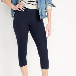 Old Navy High-Waisted Rib-Knit Cropped Leggings - Navy - Size 2X; XL